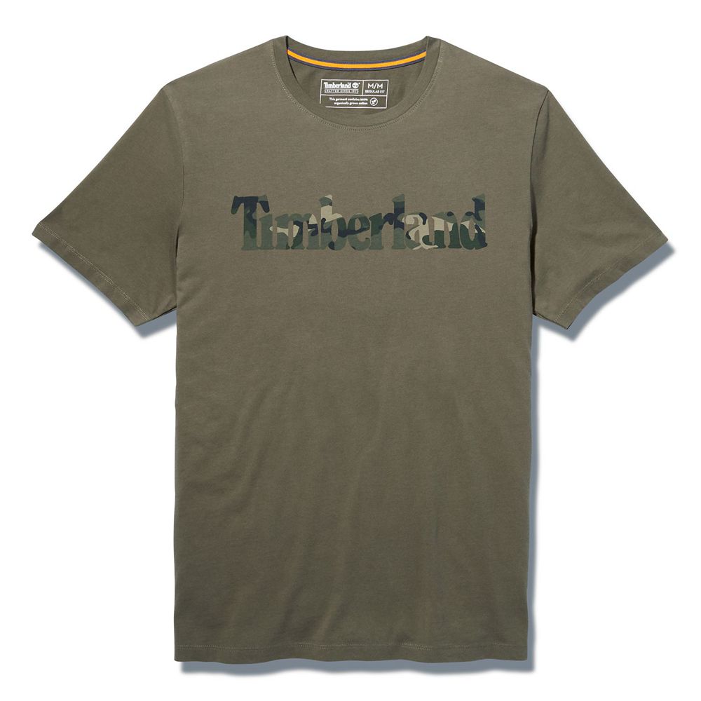 Timberland Μπλουζάκια Ανδρικα Ελιά - Kennebec River Camo-Logo - Greece 4792863-RW